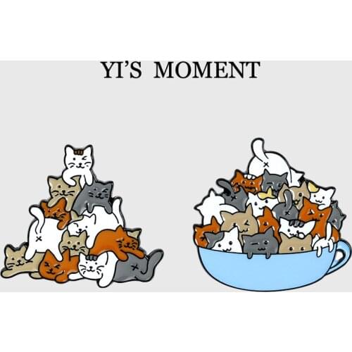 A bunch of cats Pins Metal Enamel Brooches Fashion Lapel Pin Backpack Bags Badge Collection Gifts 1PC