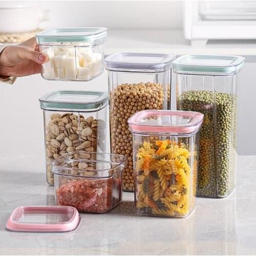 1Pcs Plastic Food Storage Container Jar With Lid Kitchen Bulk Sealed Cans Refrigerator Multigrain Moisture-proof Tank