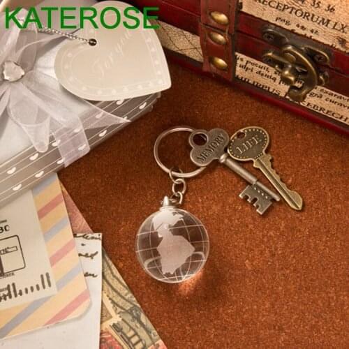 12PCS Party Giveaway Gift For Guest Crystal Globe Keychain in Gift Box Destination Wedding Favors