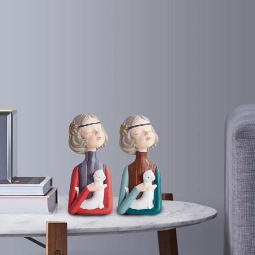2PCS Resin Girl Statue Fashion Lady Sculpture Home Decor Gifts