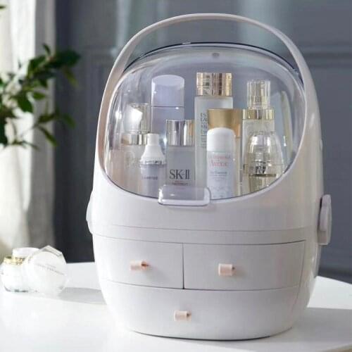 2020 Red Cosmetic Storage Box Drawer Portable Transparent Tabletop Skin Care Products Glove Dust Vanity