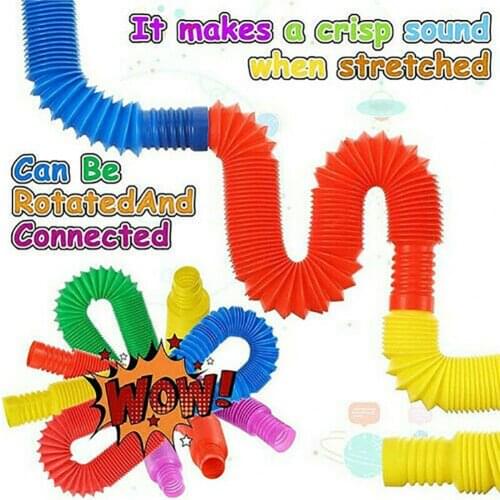 6Pcs Creative Kids Flexible Tube Toys Colorful Stretch Pull Fidget Toy Pop Tubes Sensory Toys for Kids Adults
