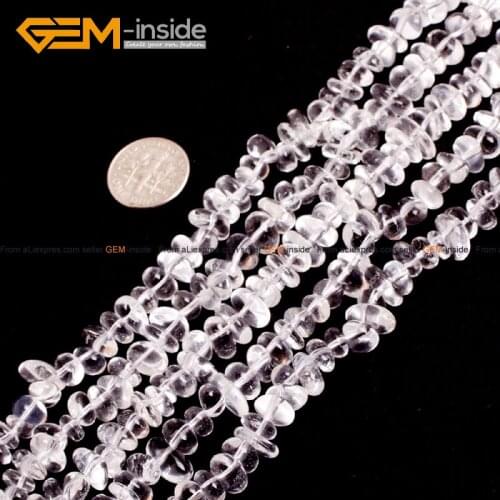 Gem-inside 6X10mm Natural White Rock Quartz Clear Crystal Beads For Jewelry Making DIY Jewellery 15inches Christmas Gift