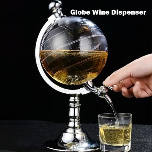 3.5L Globe Wine Whiskey Decanter Alcohol Dispenser Bar Beer Liquor Dispensing Strainers Beverages Distributor Pourer with Faucet