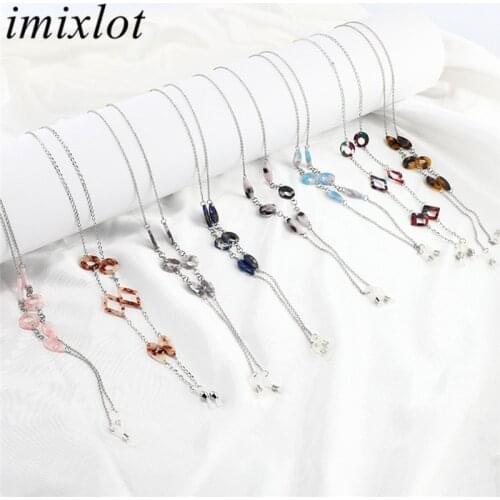 Imixlot New Fashion 8 Colors 83cm Acetate Bead Glasses Chain Spectacle Holder Cord Lanyard Necklace Eyewear Accessories