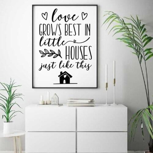 Family Quote Love Home Sign Prints Black & White Minimalist Poster Wall Art Canvas Painting Living Room Decor Housewarming Gift