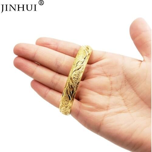 Jin Hui Saudi Arabia Fashion Luxury new Gold Color Jewelry girl Bangles Ethiopian African Women wedding Gifts Can Open Bracelets