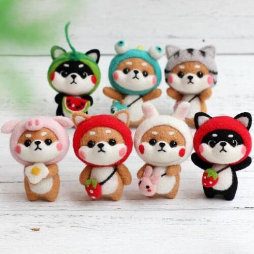 Kawaii Dog Shiba Inu Husky Pattern Handmade DIY Poke Wool Felts Material Production Package Adult Kids Leisure Home Fun Fieltro