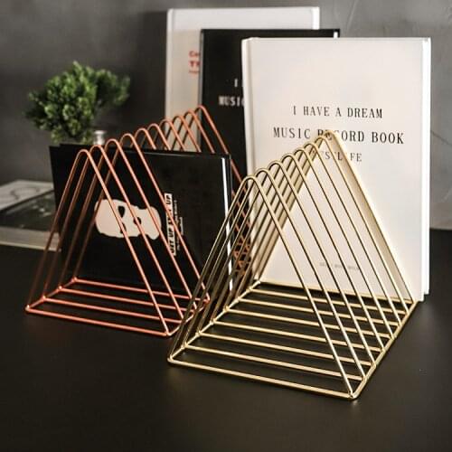 Nordic Luxury Bookshelf Metal Magazines Holder Newspapers Storage Rack Home Organizer Tools Ornament Home Decoration Accessories