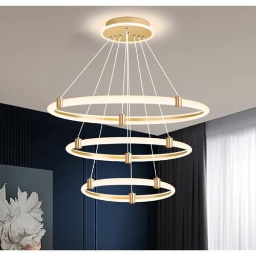 Creative Golden Round Aluminum Living room Lamp Fashion Chandelier LED Lamp Bedroom Lamp Dining room Lamp Bar Table Lighting