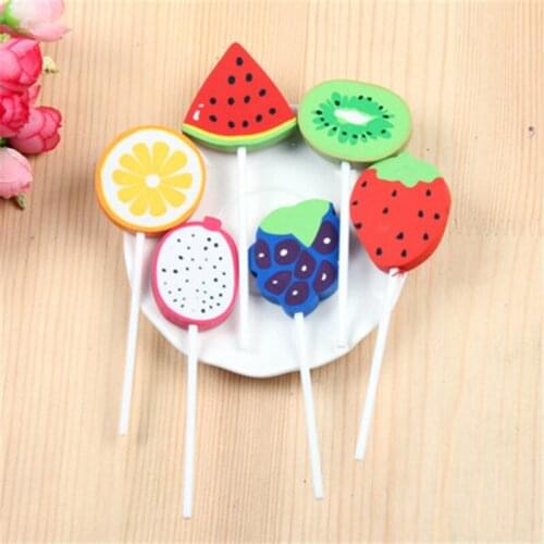 DL Korean creative stationery lovable fruit lollipop rubber cartoon adorable toys eraser primary school prizes funny eraser