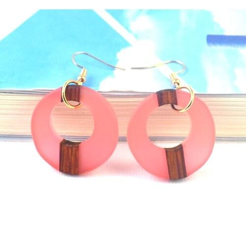 Handmade Wood Natural Elements Round Earrings Womens Statement Jewelry Gifts