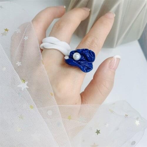 LJLGLY 2021 Summer Fashion Geometric Chain Acrylic Ring Candy Color Irregular Rings for Women Party Finger Jewelry