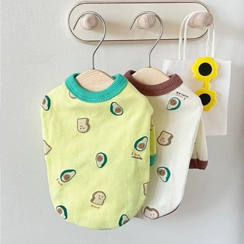 Cute Summer Pet Dog Clothes Avocado Toast Dog T-shirt For Puppy Breathable Pullover Costume Chihuahua Yorkshire Dog Shirt Pug