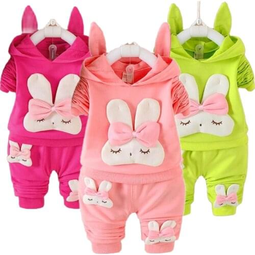 Autumn Cute Children Cotton Clothes For Girls Cartoon Rabbit Hoodies Pants 2Pcs/Sets Infant Baby Kids Fashion Toddler Tracksuit