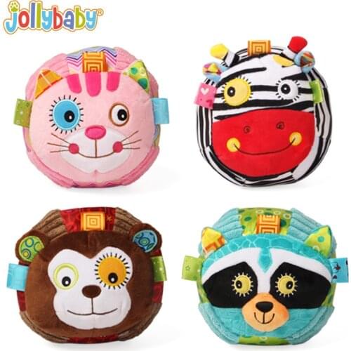Jollybaby Plush Stuffed Baby Balls Educational Toys Soft Animal Rattle Comfort Learning Sense for Children Baby 0-12 Months Gift