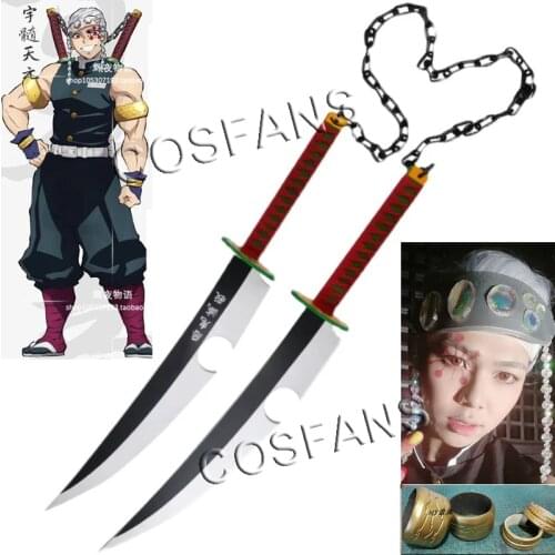 Imetsu No Yaiba Tengen Uzui Twin Swords Cosplay Replica Weapon Props for Hallween Christmas Party Events Carnival PVC Props