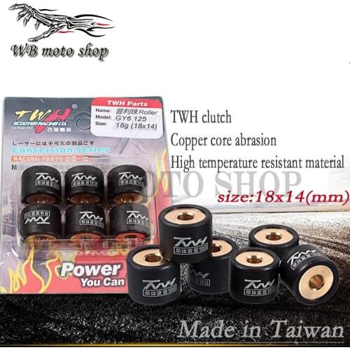 Taiwan TWH products performance racing variator roller set 18x14mm for Scooter ATV GY6 125 GY6 150 152QMI 157QMJ 6-18 gram