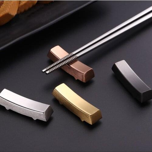 Silver Gold Chinese Chopstick Rest Traditional Irregular Square 304 Stainless Steel Chopsticks Holder Rack Frame Kitchen Tool