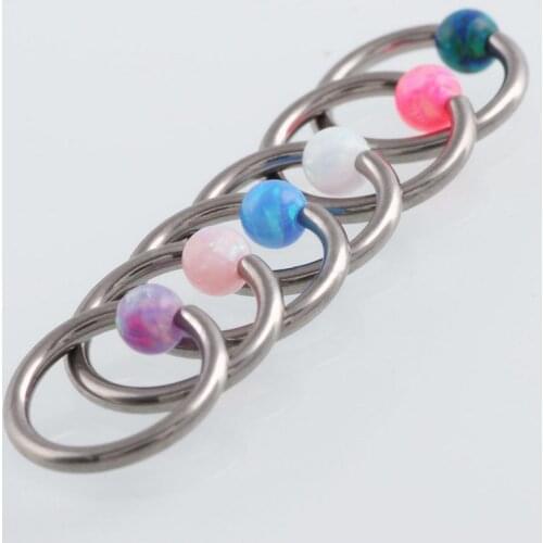 50pcs Free Shippment G23 Titanium Opal Stone Nose Ring/Nipple/Ear BCR Body Piercing earring Helix/Tragus/Cartilage Body Piercing