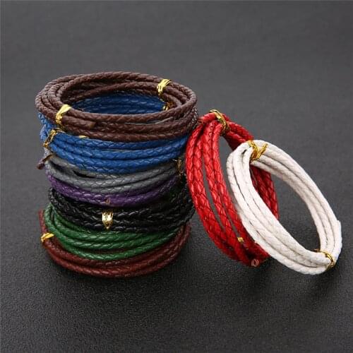 1m High Quality 3mm Round Braided Genuine Leather Cord Craft Bracelet Findings Real Cow Leather Cords Rope Diy Jewelry Making