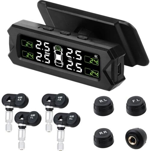Temperature Warning Tire Pressure Monitoring System Tyre Pressure Sensor Auto Security Alarm Solar Power Car TPMS