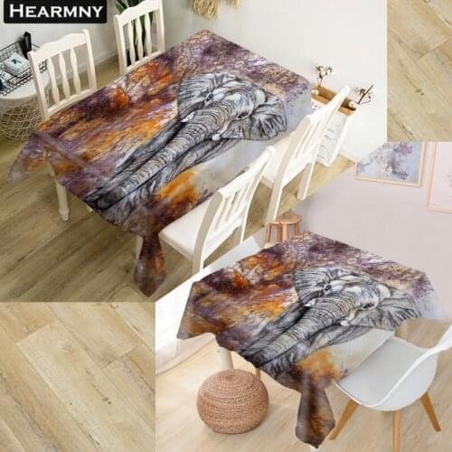 HEARMNY 3D Tablecloth Elephant Oxford Cloth Dust-proof Rectangular Table Cover For Party Home Decor 100X140cm140X140cm