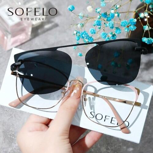 2 In1Polarized Magnet Clip On Sunglasses For Women Big Cat Eye Sun Glasses Ladies Fashion Optical Eyewear Female Brand 2021 New