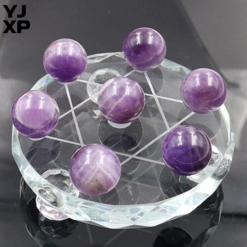 YJXP Feng Shui Seven Star Array Plate Base Natural Crystal Amethysts Beads Ball Reiki Healing Home Decoration Jewelry Findings