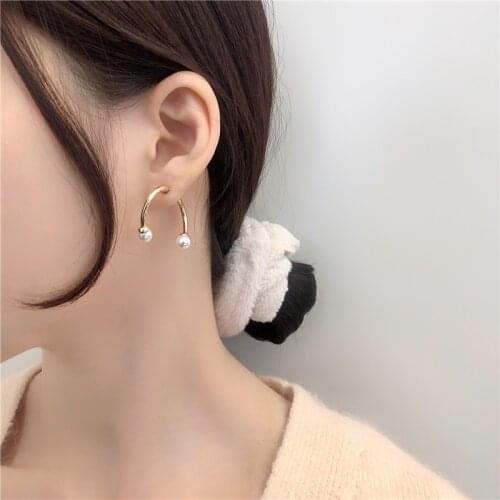 TIMEONLY Statement Semicircle Simulation Pearls Clip Earring for Women Girls Jewellery Party Gifts 2021 Fashion Elegant Earring