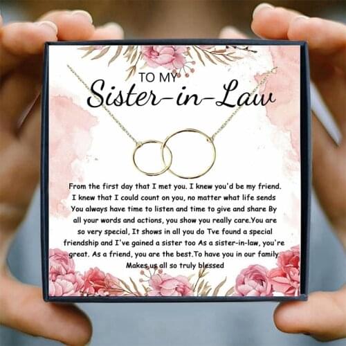 Sister in Law Necklace Girly Rose Gold Circle Pendant Necklace Friendship Chain Necklaces Women Birthday Sister Gift Best Friend