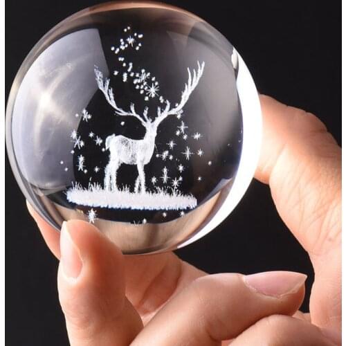 1Pcs Crystal Ball Elk Crystal Decoration Ball Creative Home Decoration Ornament Crystal Crafts Birthday Party Gift Diameter 6CM