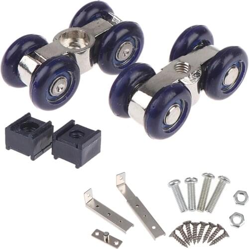 1set Blue Light Sliding Door Roller Home Room Wood Door Hanging Wheels Bear 30KG Zinc Alloy +Door Rollers Furniture Hardware
