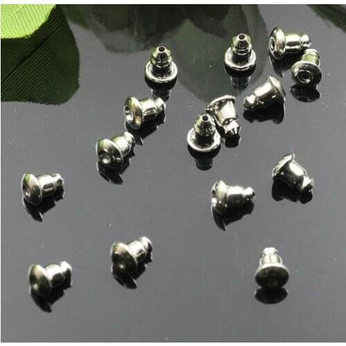 1000piece Wholesale Rhodium Silver Plated Earring Back Stoppers-Ear Post Nuts Findings and Settings for Earring Studs