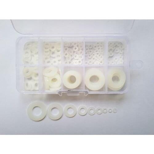 180pcs M2 M2.5 M3 M4 M5 M6 M8 M10 M12 Nylon Washer Plastic Wahsers Assortment WH