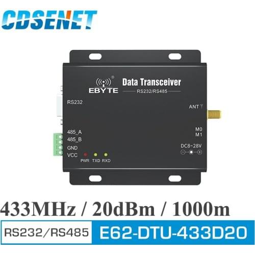 433Mhz 20dBm 1Km Range 16k~128kbps TDD E62-DTU(433D20) RS232 RS485 Wireless Lora Modem