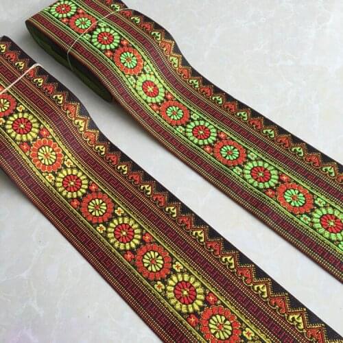 5yards cross stitch jacquard webbing lace trim 10cm dress collar ribbon tape ethnic tribal nepal thai india boho DIY accessories