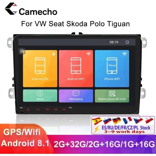 Camecho 2Din Car Radio Android 8.1 Car Multimedia Player Autoradio Bluetooth 2 Din Car Stereo For VW Volkswagen Skoda Polo Golf