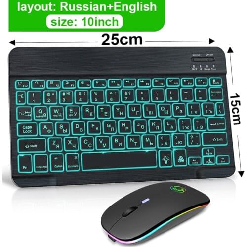 RGB Wireless Keyboard Mouse Combo Russian Spainish Bluetooth Keyboard And Mouse Set Rechargeable Keyboards For ipad Laptop