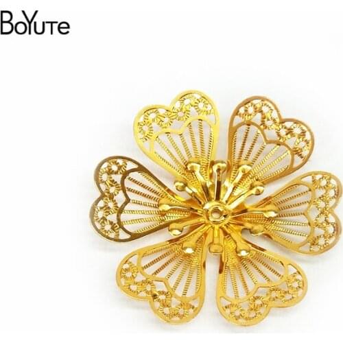 BoYuTe 10Pcs 2 Colors 30MM Metal Brass Charms Diy Jewelry Materials Flower Filigree