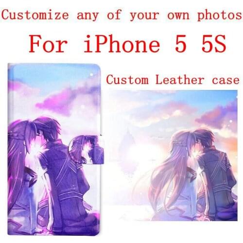 DIY Phone bag Personalized custom photo Picture flip PU leather case cover for iPhone 5 5S SE