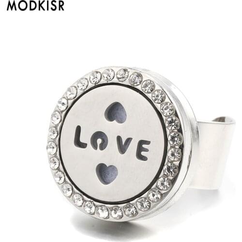 MODKISR Wholesale Stainless Steel LOVE 25mm Wild Star Trendy Aromatherapy Essential Oil Diffuser Women Rings Jewelry Female Ring