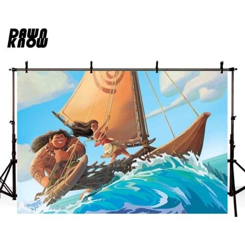 DAWNKNOW Customize Cartoon Moana Sea Photography Background Backdrop Photocall Tapestry Baby Birthday Party Photo Studio Poster