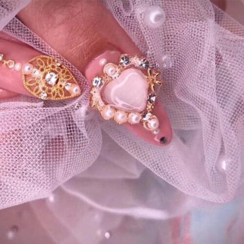 Hot heart Gemstones metal nail art love rhinestone jewelry Japanese nail art decoration shining pearl nail art accessory