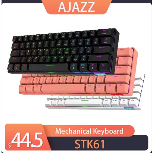 Ajazz STK61 61key Wired/Bluetooth Dual mode Blue/Red/Brown Switch Multi-color backlight mechanical keyboard