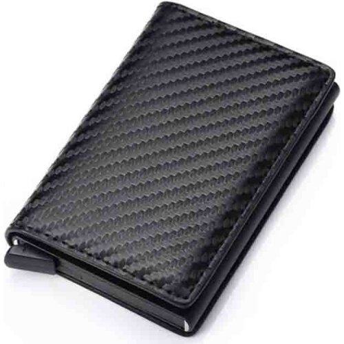 Wallet New 2021RFID Anti-Theft Brush Multifunctional Mens Wallet Frosted Aluminum Alloy Carbon Fiber Hand-Made Card Holder