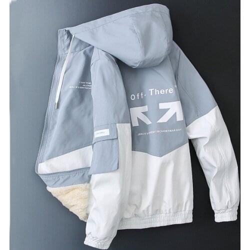 Autumn/Winter Big Size 2XL/3XL Padded Warm Hooded Jackets Patchwork Streetwear Men Casual Loose Print Male Windbreaker Coat