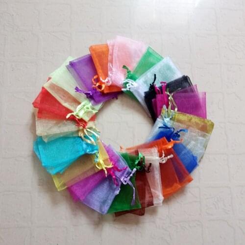 Mixing Organza Bag 100pcs Jewelry Packaging Display Jewelry Pouch Gift Bags Wedding Drawstring Bag Woman Gift Storage Bags