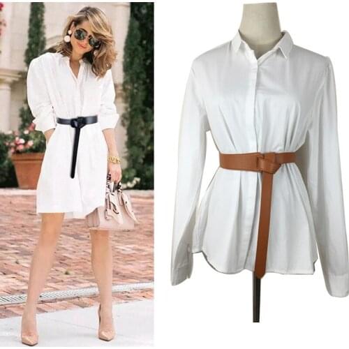 Fashion Women Designer Faux Leather Punk Brand Waist Belt Tied Long belt Girdle Clothes Decoration