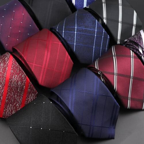 Mens Fashion Neckties Classic Stripe Red Navy Blue Business Formal Wedding Ties Jacquard Woven Solid Tie Polka Dots Neck Ties
